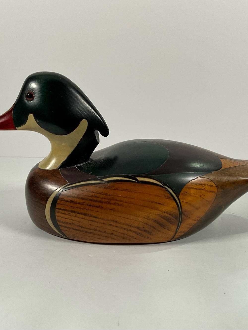 Vintage Handmade Carved Wooden Duck / Mallard Figurine Hand Painted